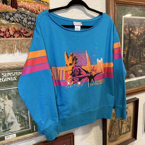 NWOT Disney Parks Epcot Guardians Of The Galaxy Blue Movie Sweatshirt Size‎ Med - Picture 2 of 4